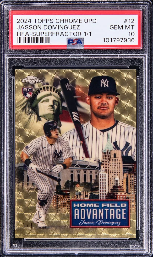 2024 Topps Chrome Update Jasson Dominguez Home Field Advantage SuperFractor #HFAC-12 card image