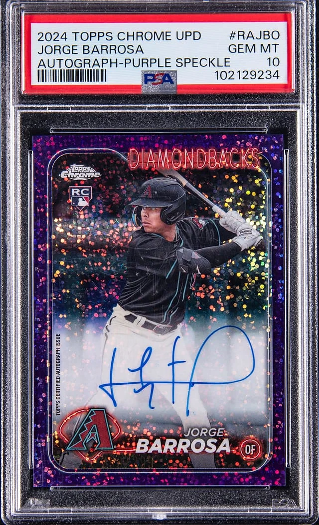 2024 Topps Chrome Update Jorge Barrosa Autograph Purple Speckle #RA-JBO card image