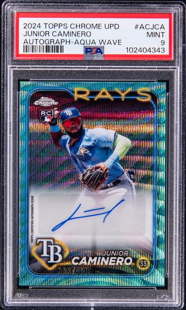 2024 Topps Chrome Update Junior Caminero Autograph Aqua Wave #AC-JCA card image