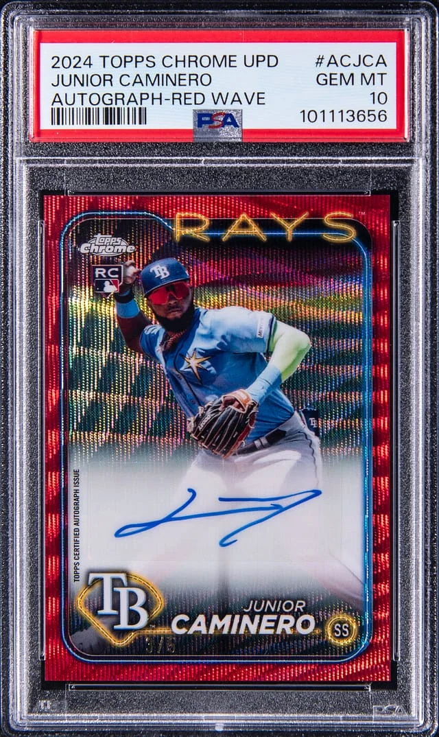 2024 Topps Chrome Update Junior Caminero Autograph Red Wave #ACJCA card image