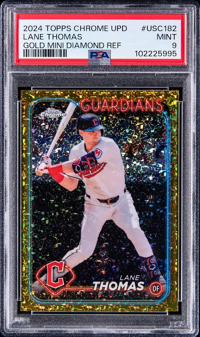 2024 Topps Chrome Update Lane Thomas Gold Mini Diamond Refractor #USC182 card image