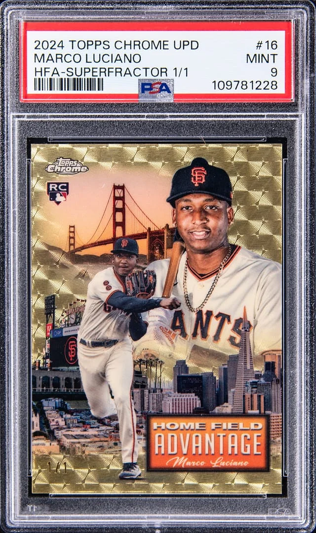 2024 Topps Chrome Update Marco Luciano Home Field Advantage SuperFractor #16 card image