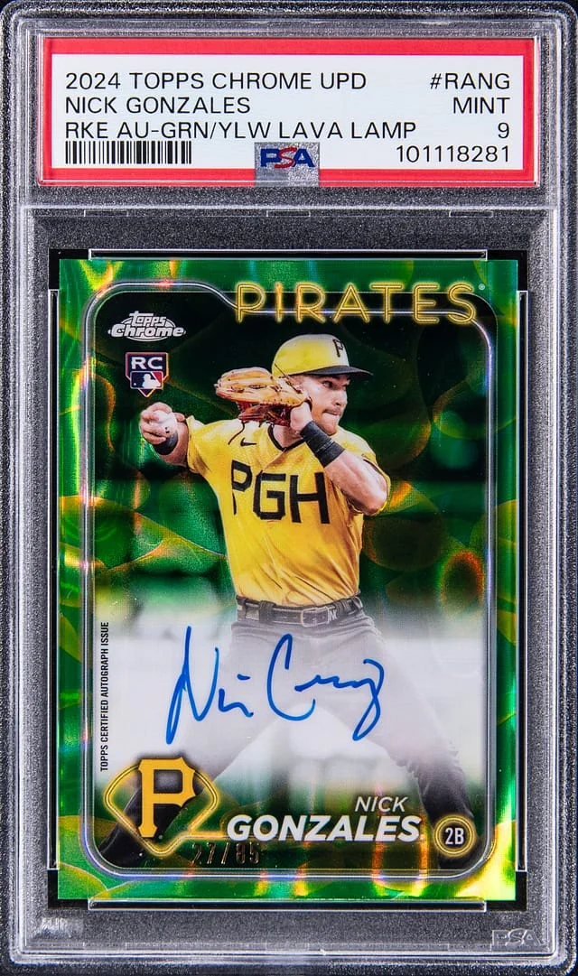 2024 Topps Chrome Update Nick Gonzales Autograph-Green/Yellow Lava Lamp #RANG card image