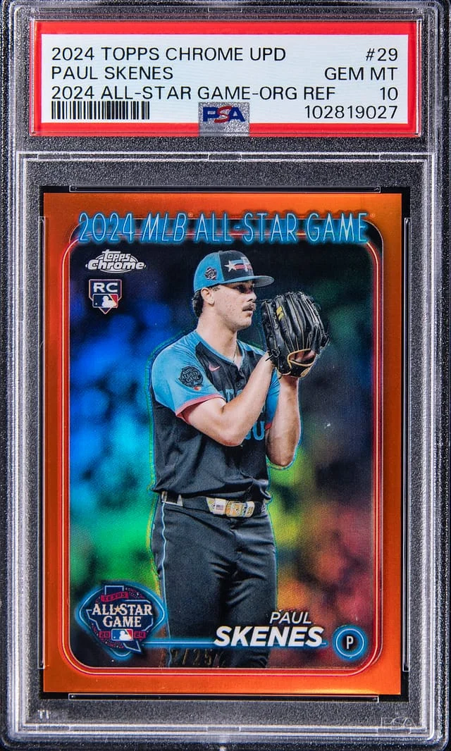 2024 Topps Chrome Update Paul Skenes All-Star Game Orange Refractor #ASGC-29 card image
