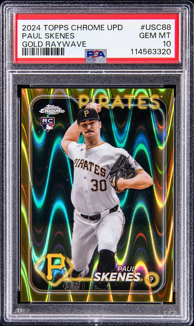 2024 Topps Chrome Update Paul Skenes Gold Raywave #USC-88 card image