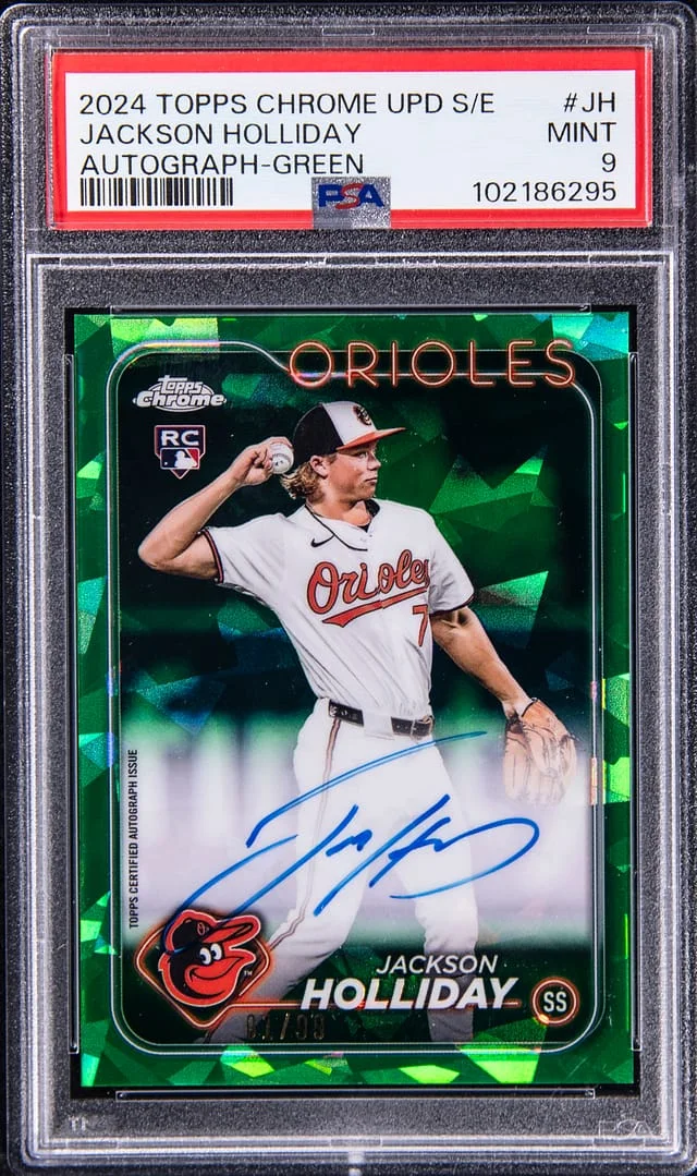 2024 Topps Chrome Update Sapphire Jackson Holliday Edition Autograph Green Refractor #JH card image