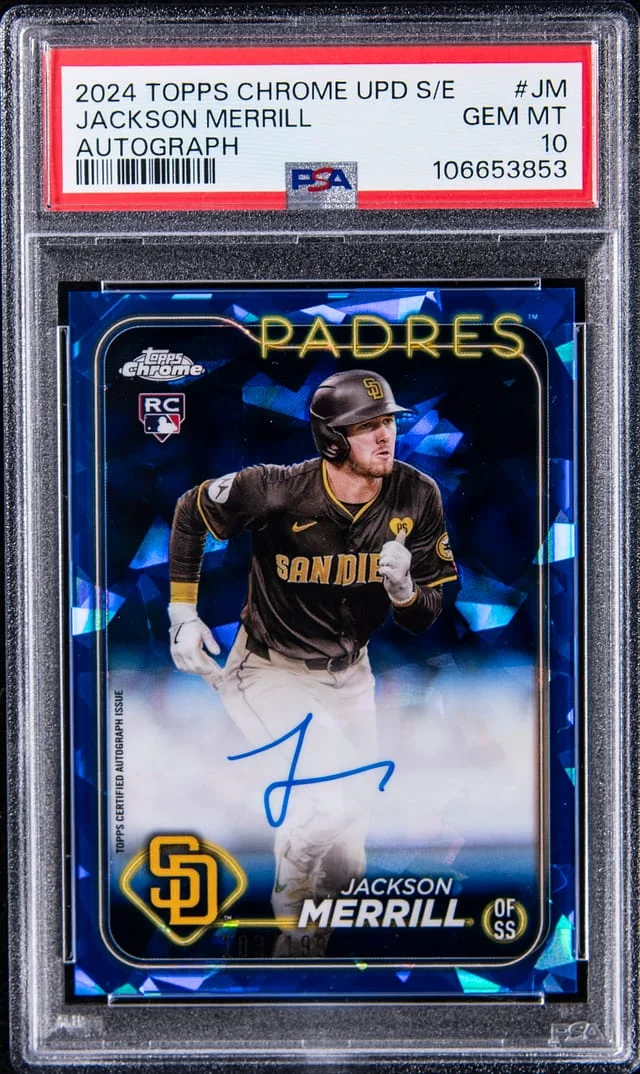 2024 Topps Chrome Update Sapphire Jackson Merrill Edition Autograph #USA-JM card image