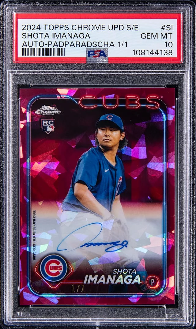 2024 Topps Chrome Update Sapphire Shota Imanaga Edition Autographs Padparadscha #USA-SI card image