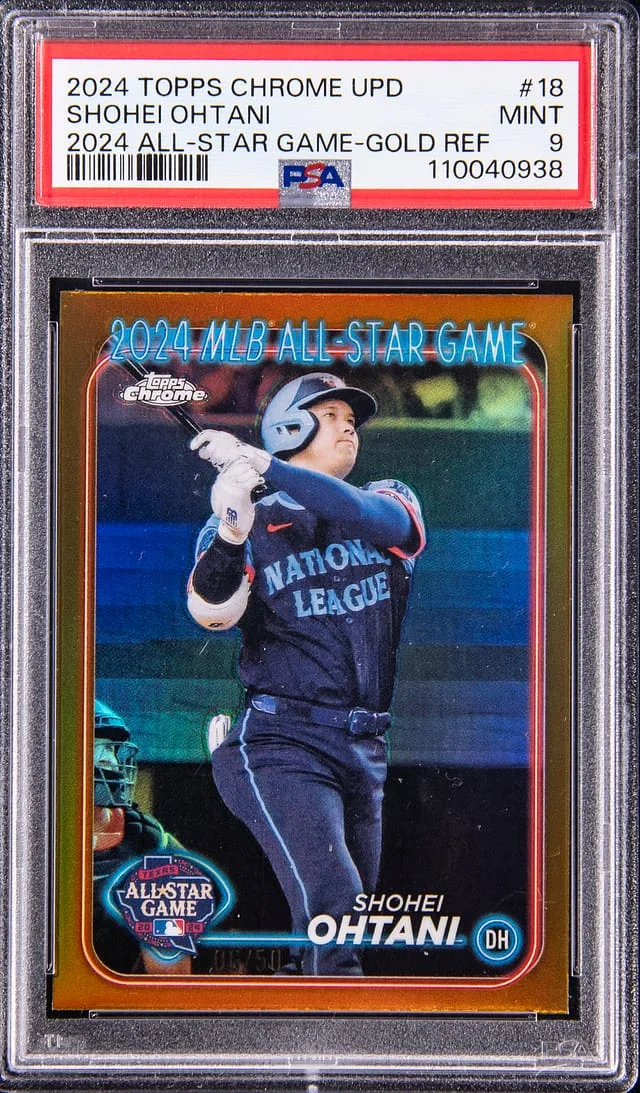 2024 Topps Chrome Update Shohei Ohtani 2024 All-Star Game Gold Refractor #18 card image