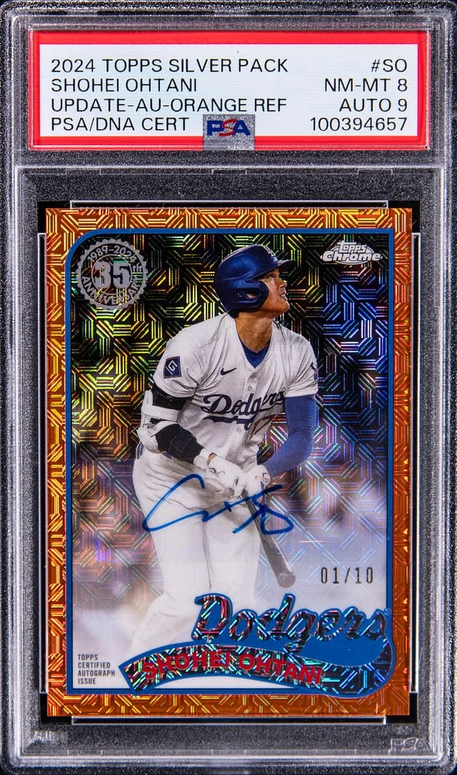 2024 Topps Chrome Update Shohei Ohtani Silver Pack Autograph Orange Refractor #SO card image