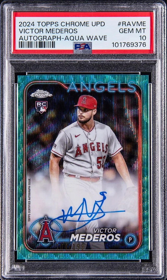 2024 Topps Chrome Update Victor Mederos Autograph Aqua Wave #RA-VME card image
