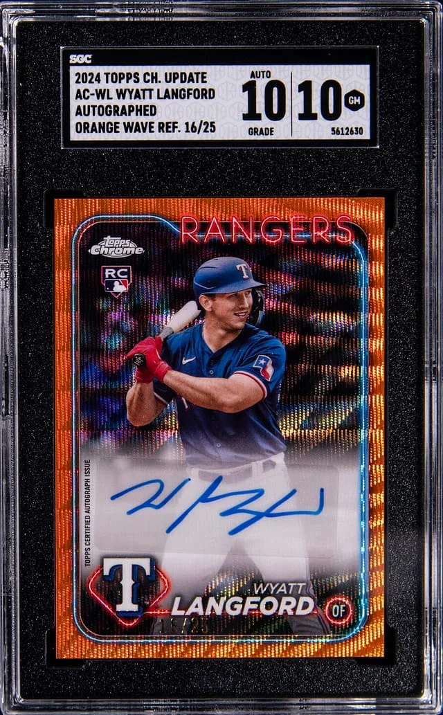 2024 Topps Chrome Update Wyatt Langford Autographed Orange Wave Refractor #AC-WL card image