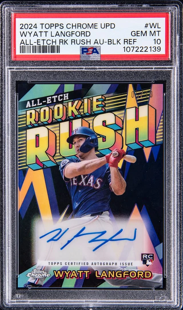 2024 Topps Chrome Update Wyatt Langford All-Etch Rush Autograph Black Refractor #CURR-WL card image