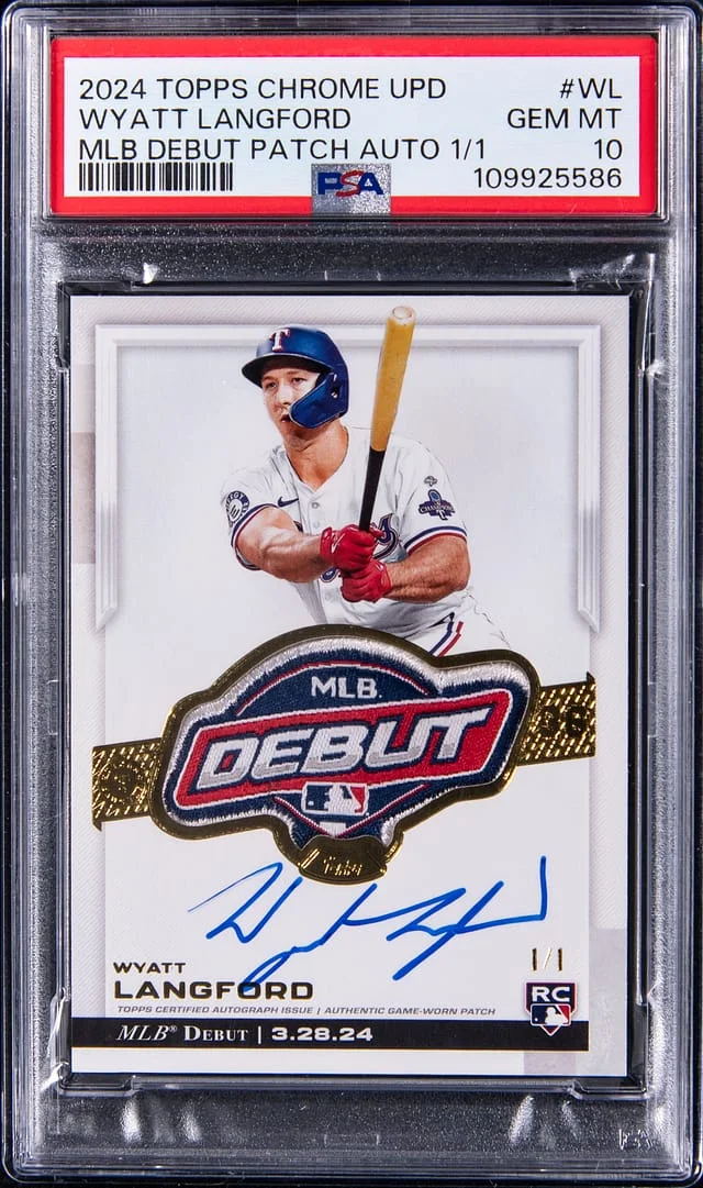 2024 Topps Chrome Update Wyatt Langford MLB Debut Patch Autographs #RDPA-WL card image