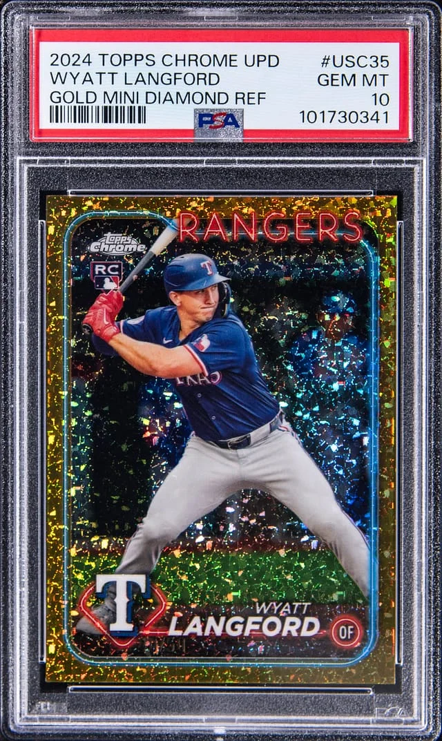 2024 Topps Chrome Update Wyatt Langford Gold Mini Diamond Refractor #USC35 card image
