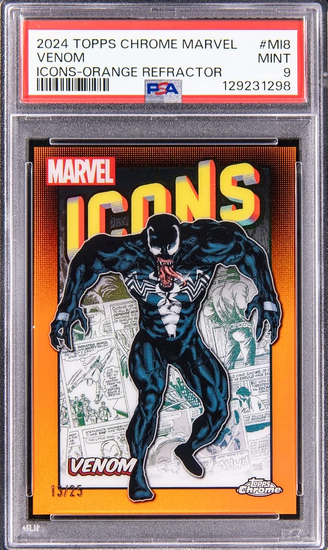 2024 Topps Chrome Venom Marvel Icons Orange Refractor #MI8 card image