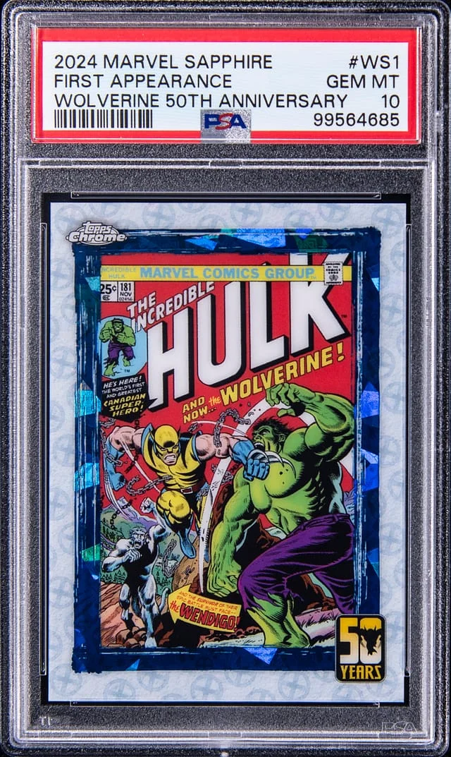 2024 Topps Chrome Wolverine 50th Anniversary Marvel Sapphire First Appearance #WS-1 card image