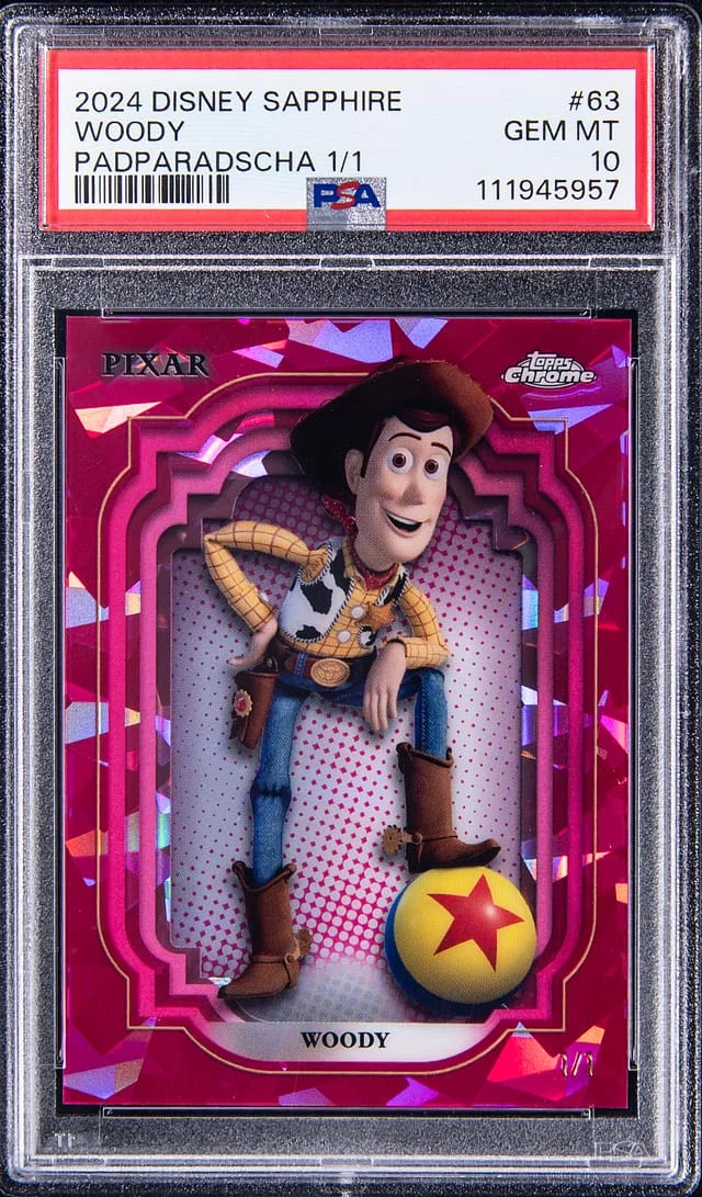 2024 Topps Chrome Woody Disney Sapphire Edition Padparadscha #63 card image