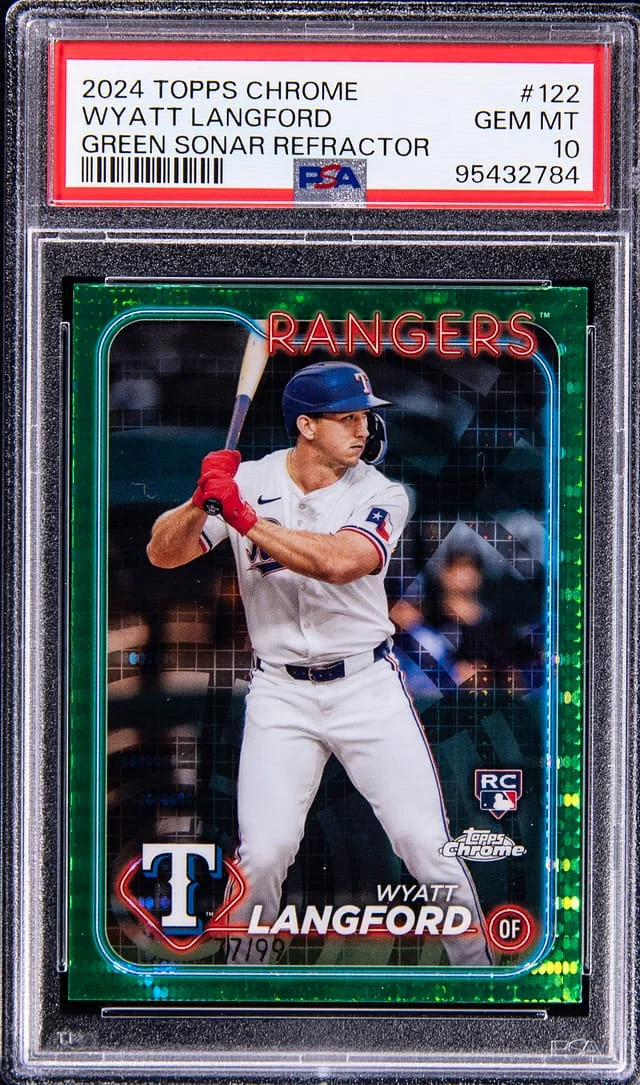 2024 Topps Chrome Wyatt Langford Green Sonar Refractor #122 card image