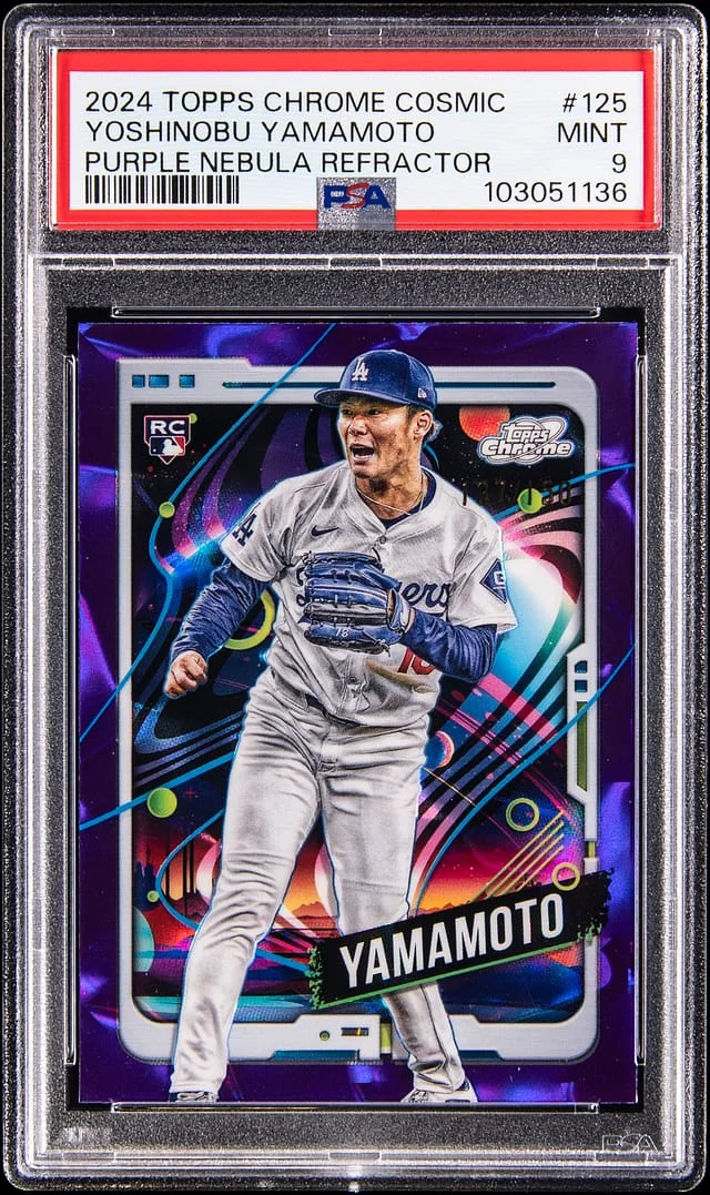 2024 Topps Chrome Yoshinobu Yamamoto Purple Nebula Refractor #125 card image
