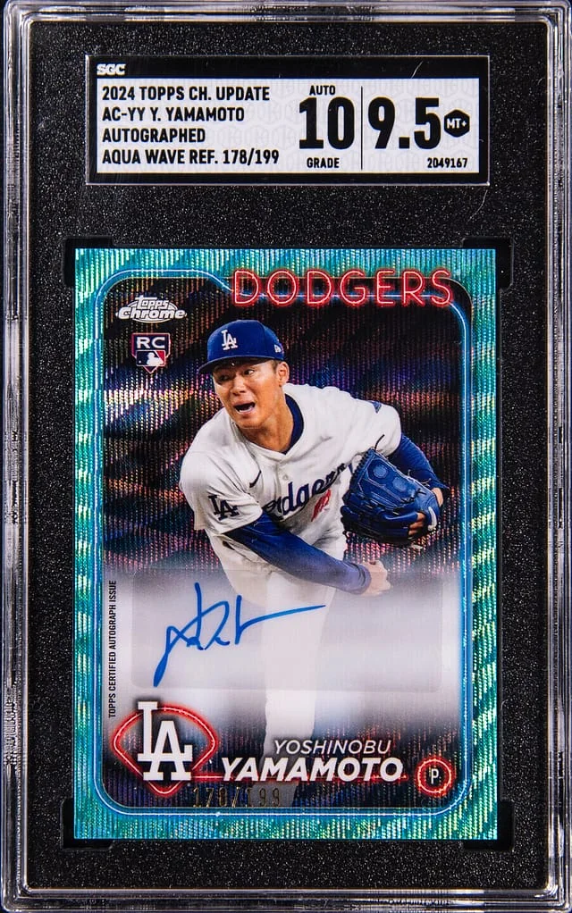 2024 Topps Chrome Yoshinobu Yamamoto Autograph Blue Refractor #AC-YY card image