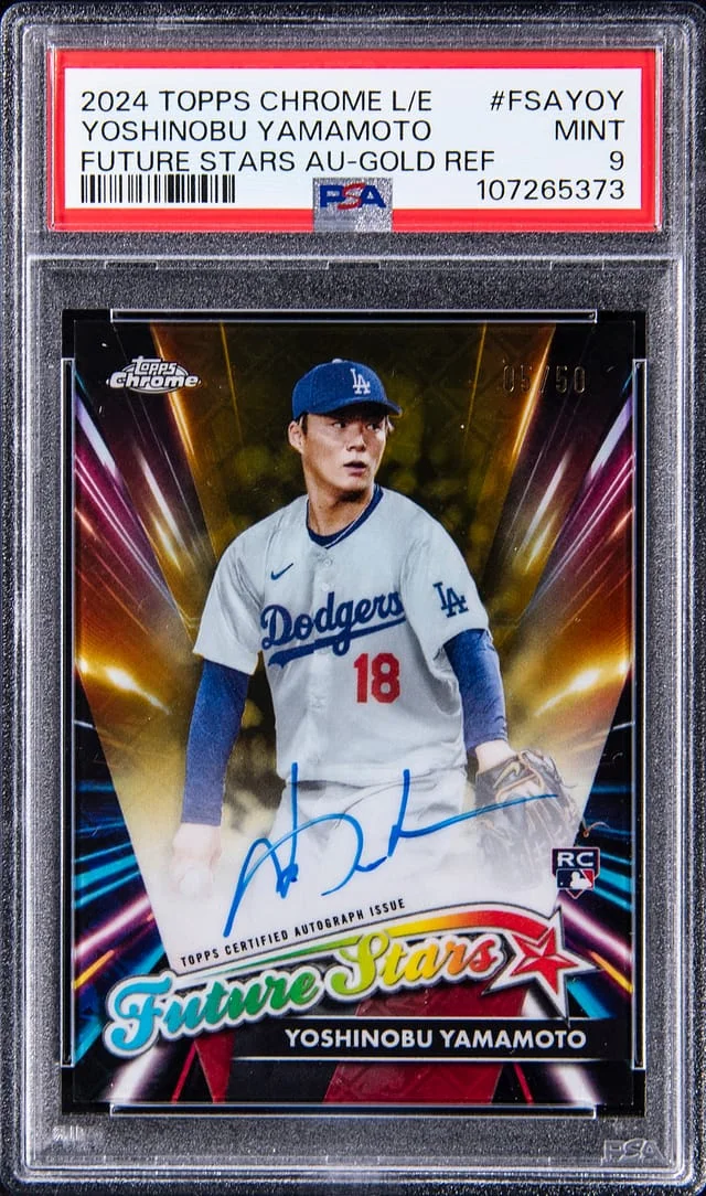 2024 Topps Chrome Yoshinobu Yamamoto Future Stars Autograph Gold Refractor #FSA-YOY card image