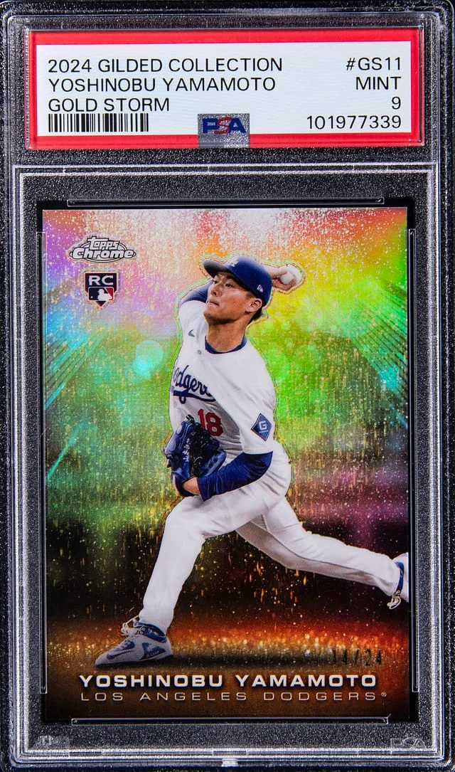 2024 Topps Chrome Yoshinobu Yamamoto Gilded Collection Gold Storm #GS-11 card image