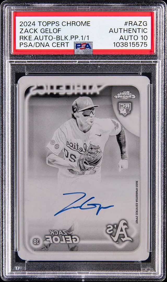 2024 Topps Chrome Zack Gelof Autograph Black Printing Plate #RA-ZG card image