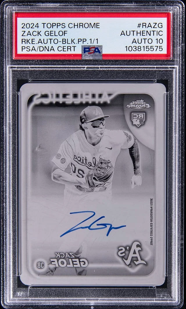 2024 Topps Chrome Zack Gelof Autograph Black Printing Plate #RAZG card image