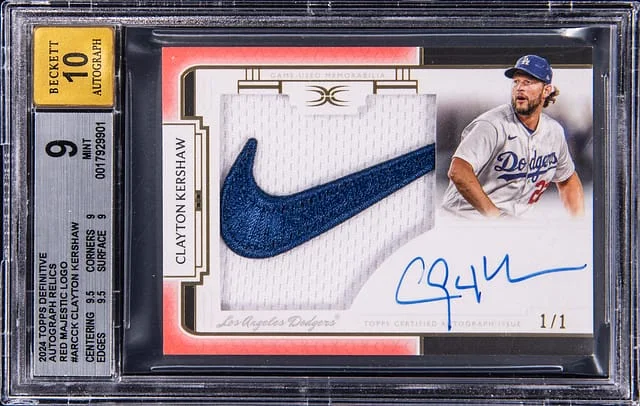 2024 Topps Clayton Kershaw Definitive Collection Autograph Relics Red Majestic Logo #ARC-CK card image