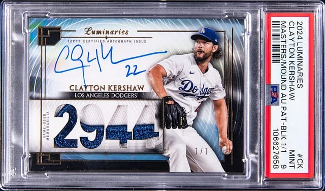2024 Topps Clayton Kershaw Luminaries Masters of The Mound Autograph Card Black #MOMAP-CK card image