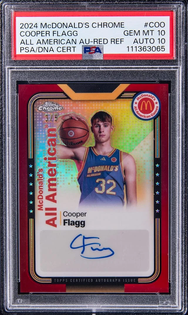 2024 Topps Cooper Flagg McDonald's Chrome All American Autographs Red Refractor #SMS-COO card image