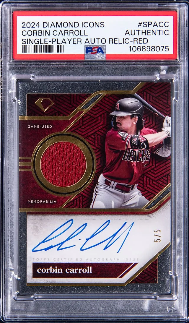 2024 Topps Corbin Carroll Diamond Icons Single Player Autograph Relic Red #SPA-CC card image