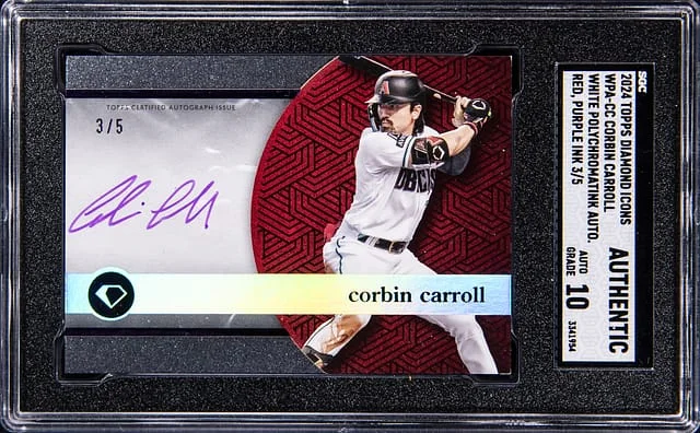 2024 Topps Corbin Carroll Diamond Icons White Polychromatink Autograph Red. Purple Ink #WPA-CC card image