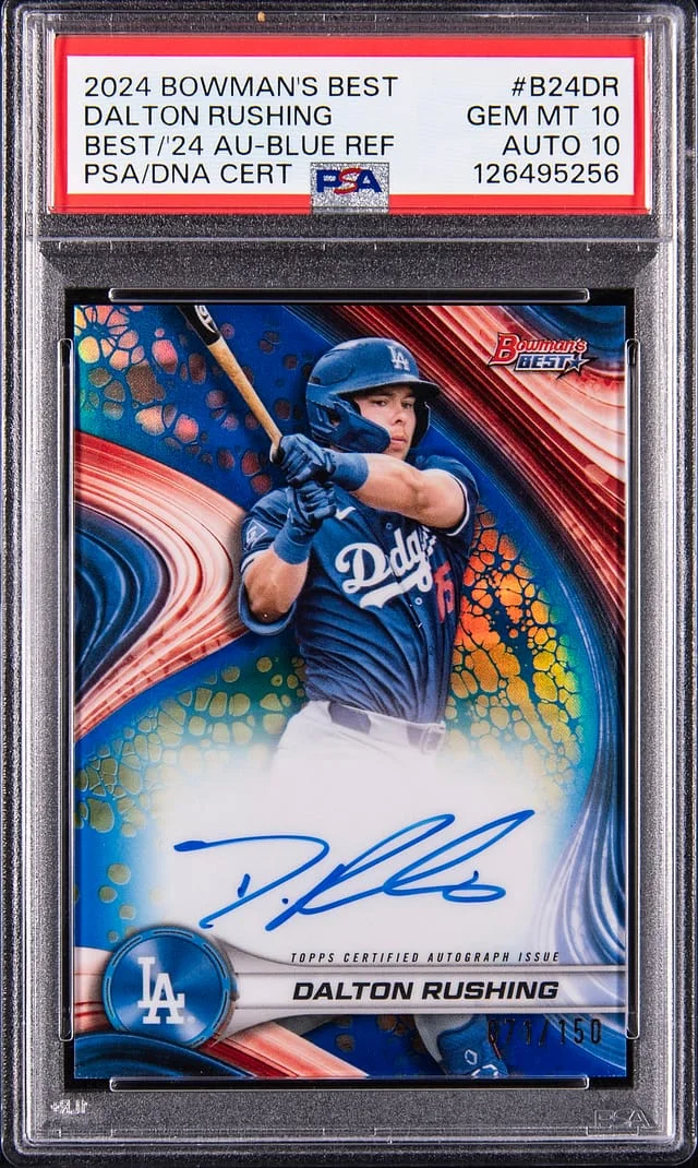 2024 Topps Dalton Rushing Bowman's Best Best of 2024 Autographs Blue Refractor #B24-DR card image