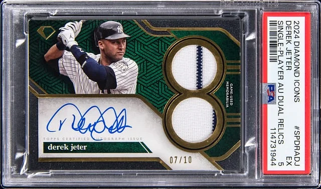 2024 Topps Derek Jeter Diamond Icons Single Player Autograph Dual Relics #SPDRADJ card image