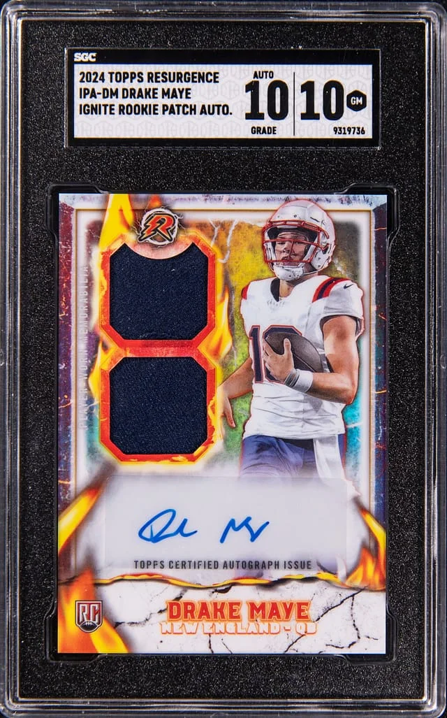 2024 Topps Drake Maye Resurgence Ignite Patch Autograph #IPA-DM card image