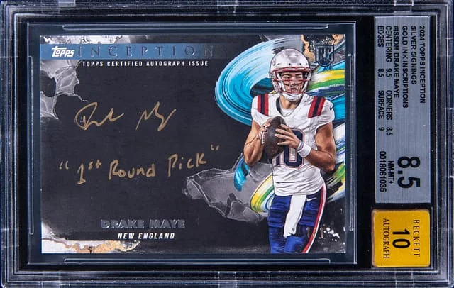2024 Topps Drake Maye Inception Silver Signings Gold Ink Inscriptions #ISS-DM card image