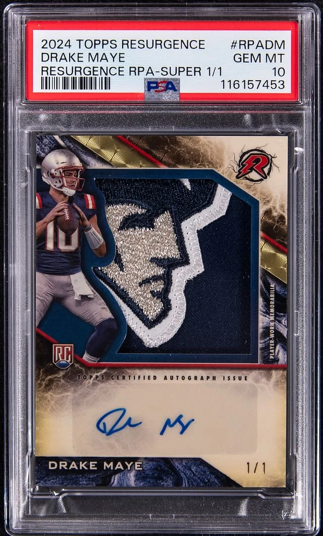 2024 Topps Drake Maye Resurgence Patch Autograph (RPA) SuperFractor #RPA-DM card image