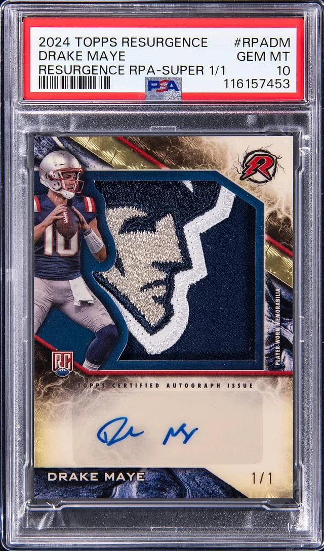 2024 Topps Drake Maye Resurgence Patch Autographs (RPA) SuperFractor #RPADM card image