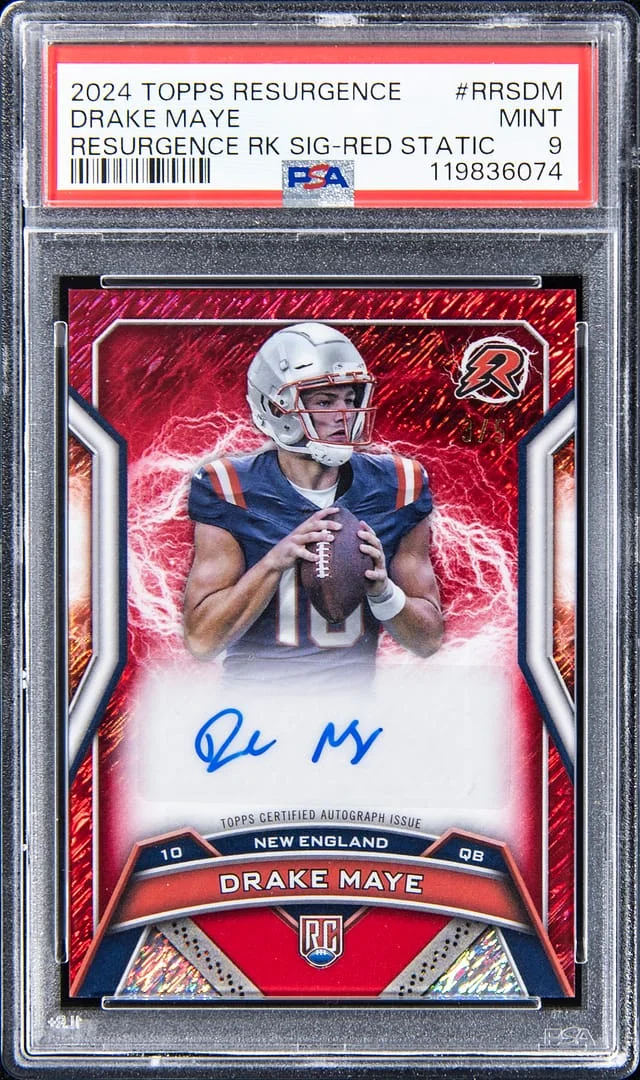 2024 Topps Drake Maye Resurgence Signature Red Static #RRS-DM card image