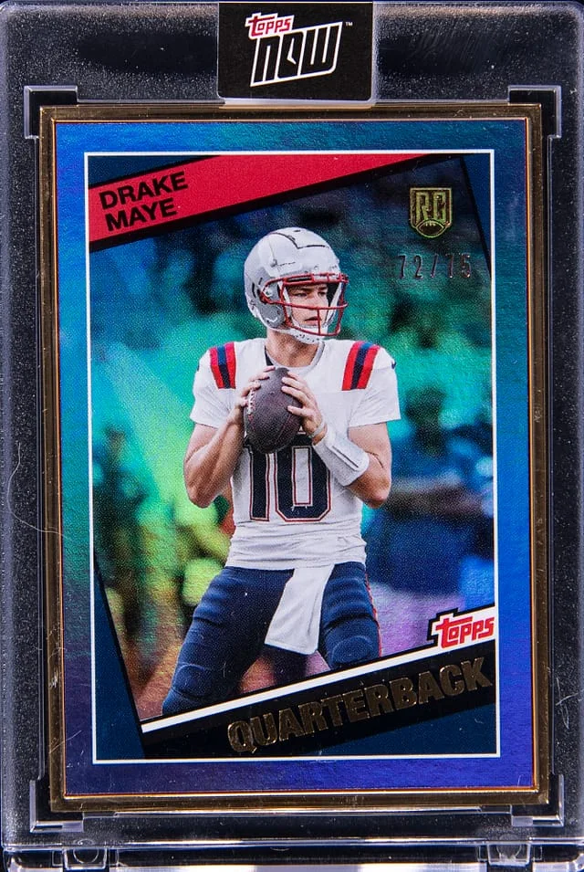 2024 Topps Drake Maye - Topps Encased Campaign 1984 Topps Football Blue #15 card image