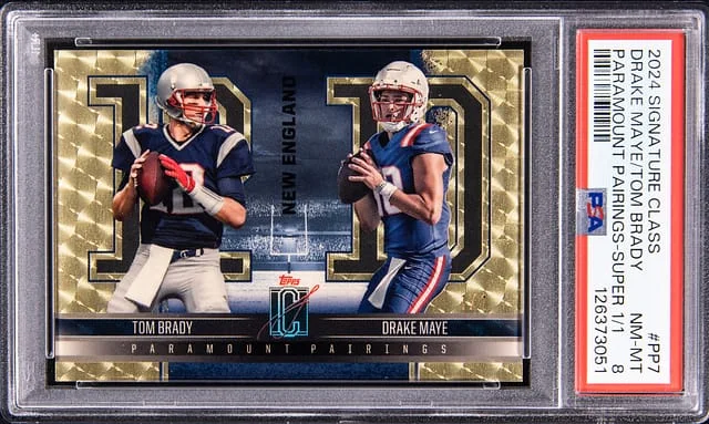 2024 Topps Drake Maye/Tom Brady Signature Class Paramount Pairings SuperFractor #PP7 card image