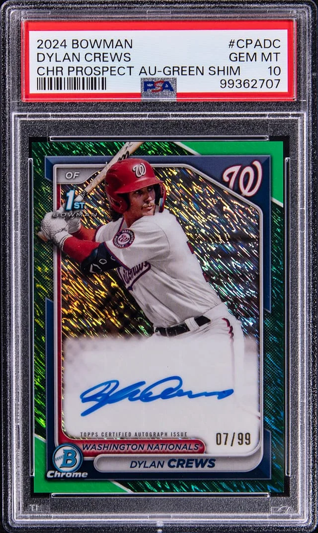 2024 Topps Dylan Crews Bowman Chrome Prospect Autograph Green Shimmer #CPA-DC card image