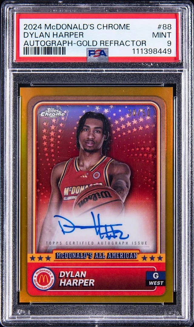2024 Topps Dylan Harper McDonald's Chrome Autograph Gold Refractor #88 card image