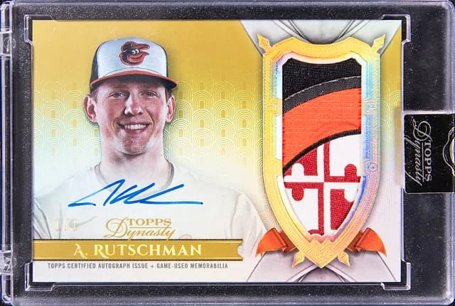 2024 Topps Dynasty Adley Rutschman Autograph Patch Gold #DAP-ARU6 card image