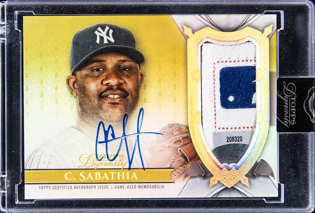 2024 Topps Dynasty CC Sabathia Autograph Patch Gold #DAP-CSA1 card image