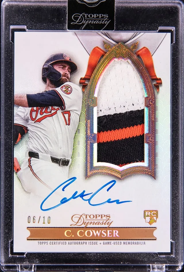 2024 Topps Dynasty Colton Cowser Base Autograph Patch Vertical #DAPB-CCO2 card image