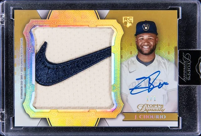 2024 Topps Dynasty Jackson Chourio Autographed Jumbo Patch Gold #AJP-JC card image