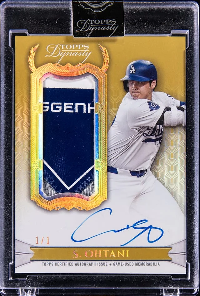 2024 Topps Dynasty Shohei Ohtani Sponsor Patch Autographs Gold #DASP-SO card image